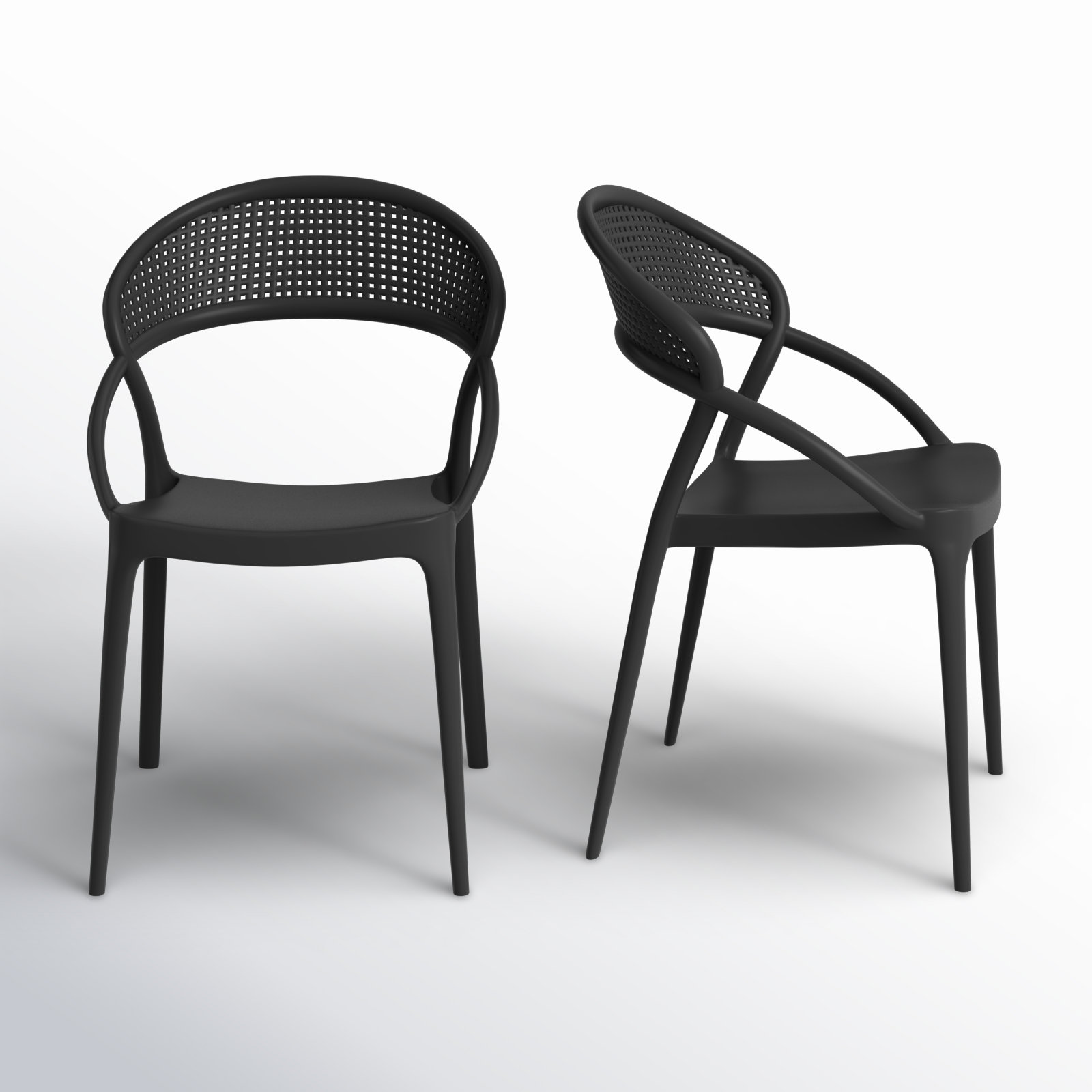 Farrah Stackable Patio Armchair, Black