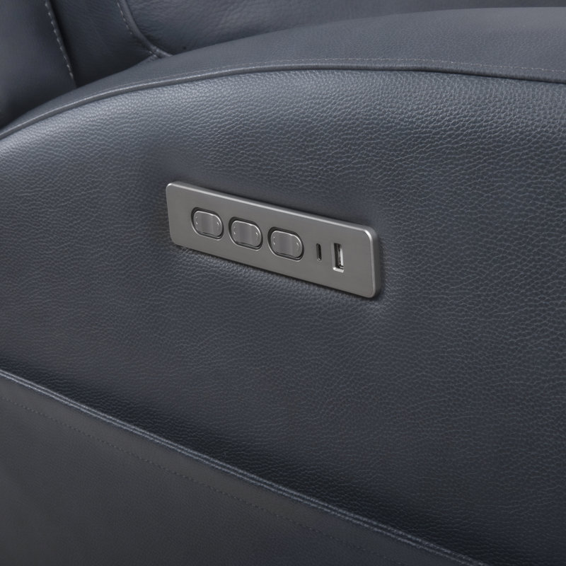 Canapé inclinable en cuir véritable 126,5 po, Bleu