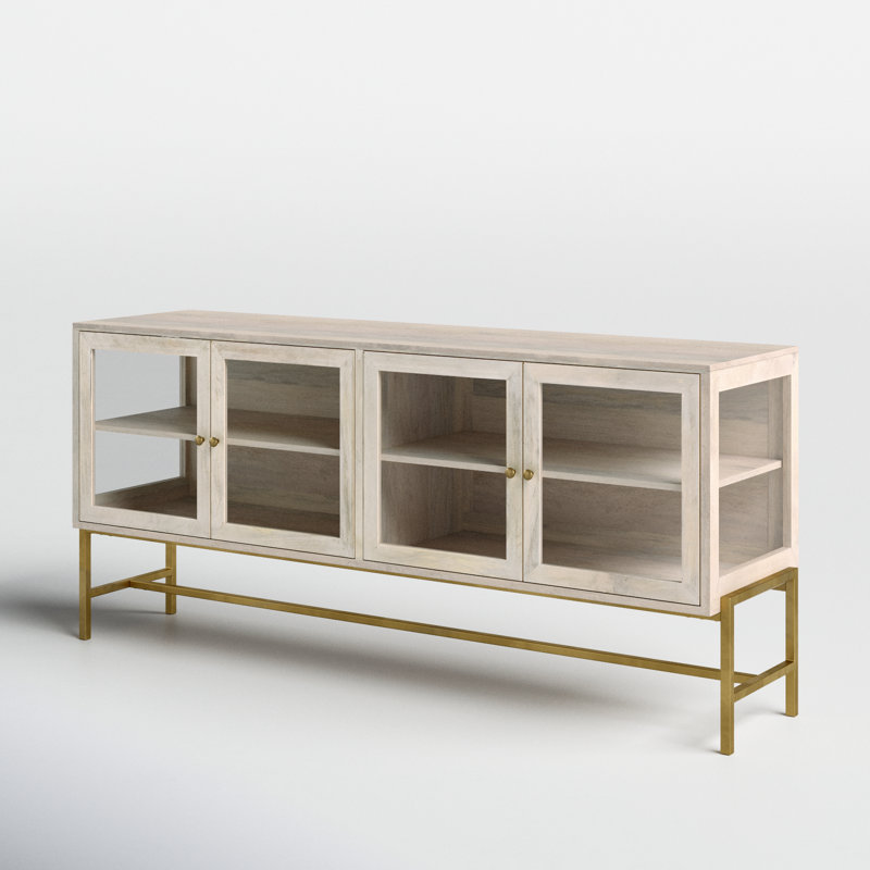 Warner 70'' Gold and White Wood Glass Sideboard