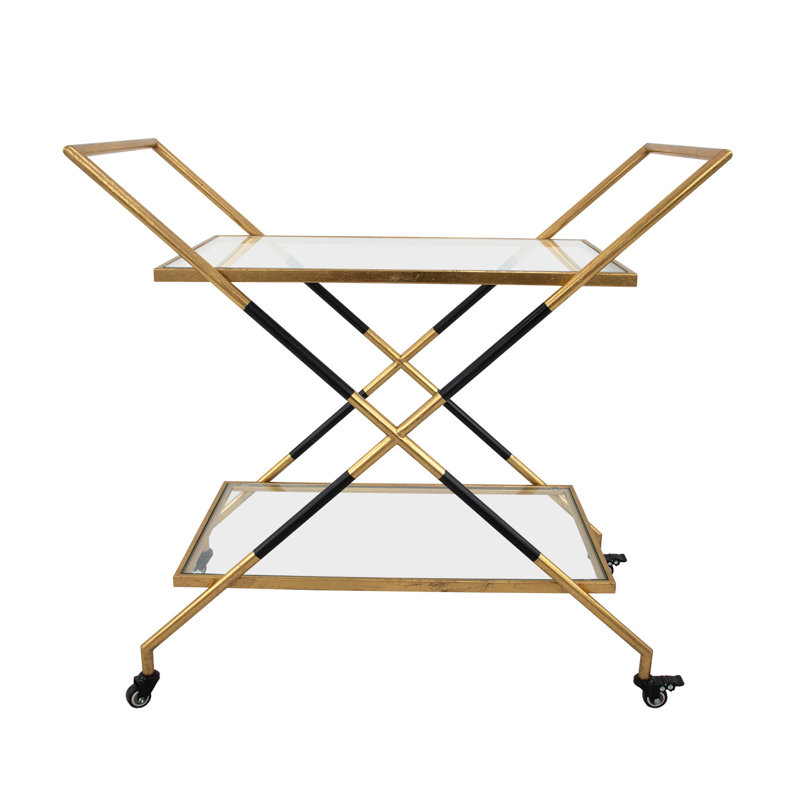 Lisa Bar Cart, Gold/Black