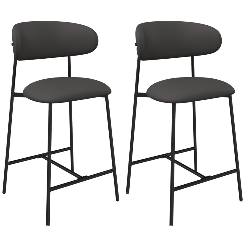 Luna Leather Counter Bar Stool, Grey 