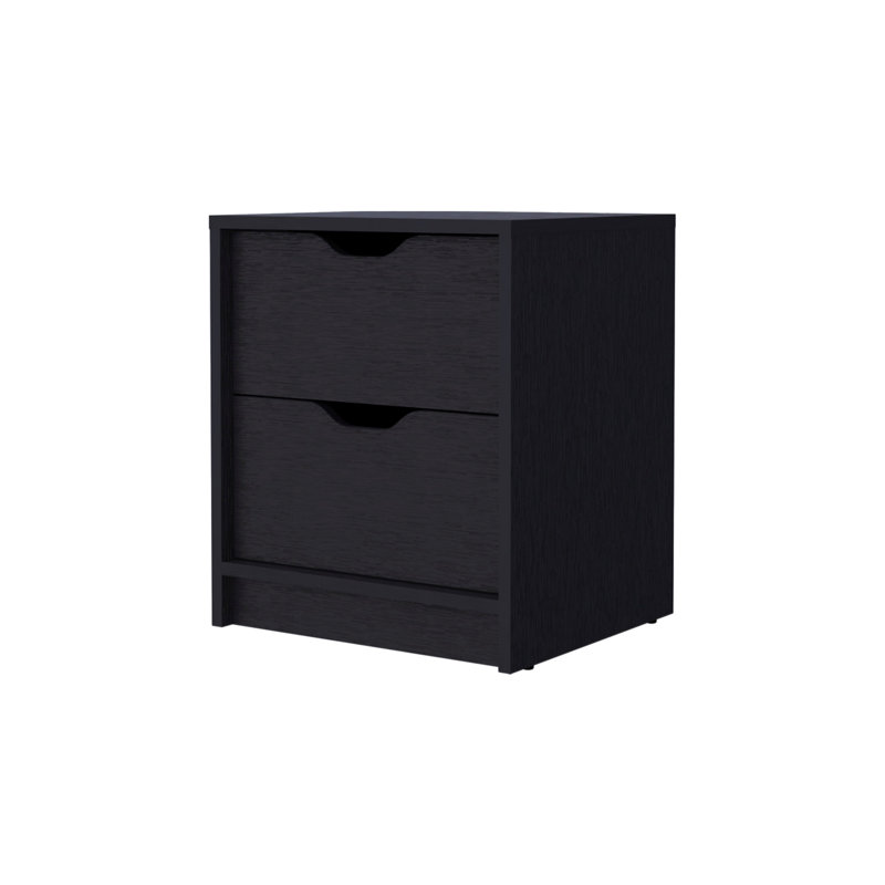 Chambre à coucher 2 Table de chevet noire - Design ergonomique et pratique avec 2 tiroirs élégants, Noir
