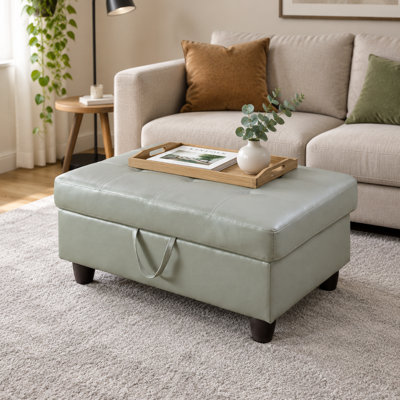 Repose-pieds avec rangement en faux cuir