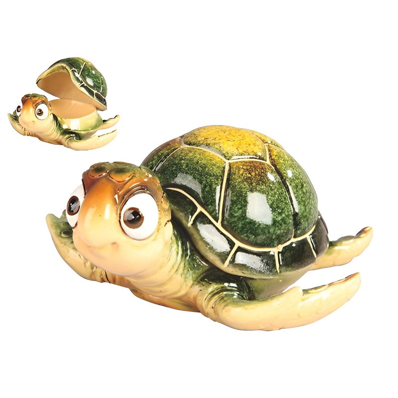 Figurine boîte de tortue 6,75 "W, Vert