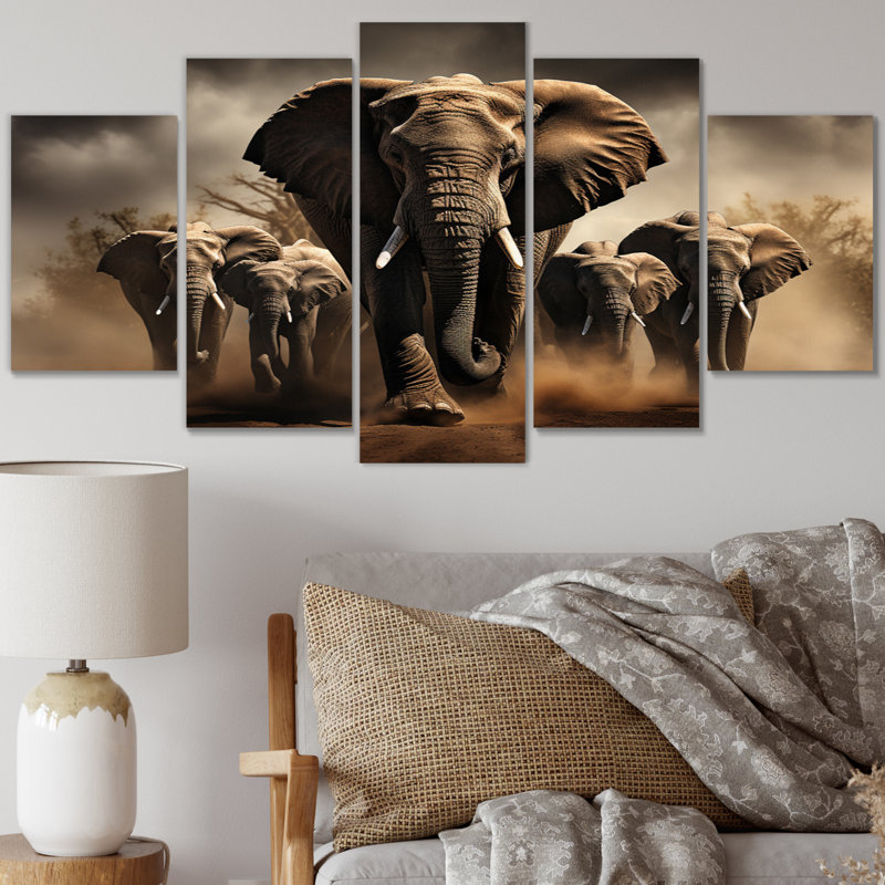 Ensemble de décorations murales éléphant harmonie en monochrome III - Animaux