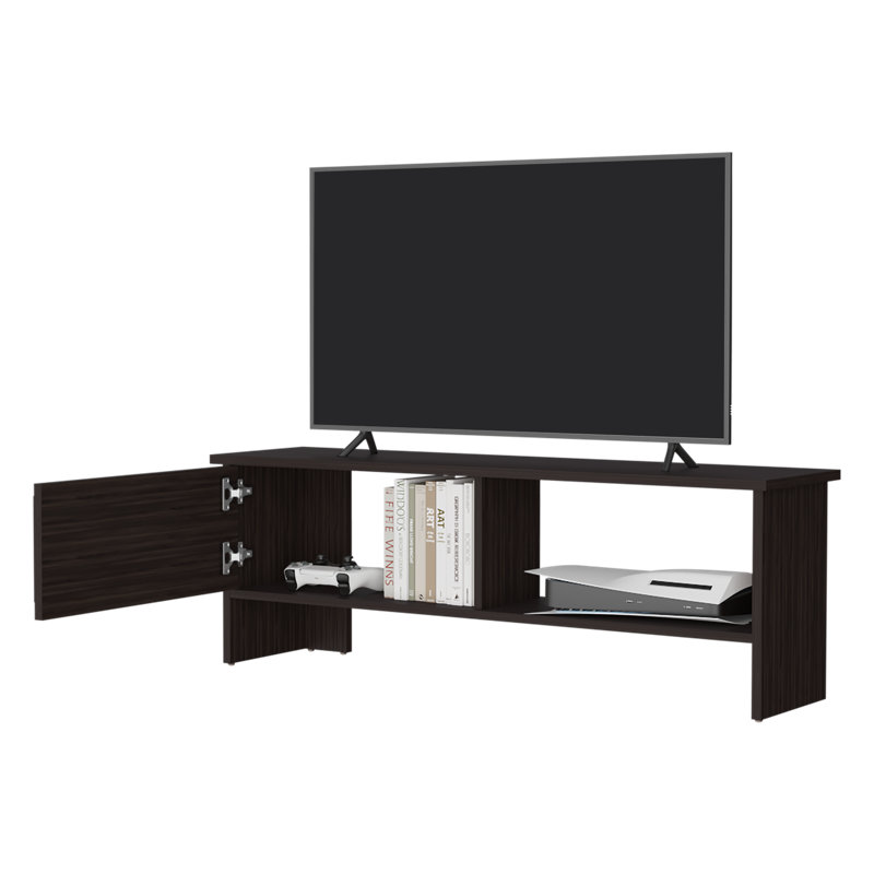 Meuble audio-vidéo Rock Point avec porte et rangement ouvert, Brun