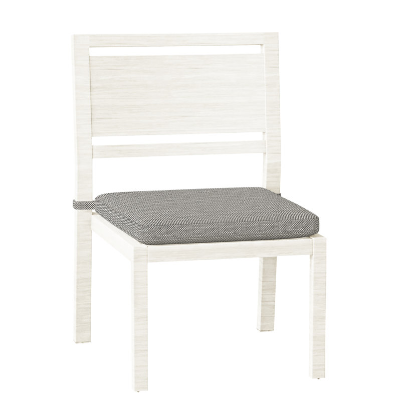 Avondale Patio Dining Side Chair with Cushions, Dove Sunbrella® Linen, No Welt, Chalk