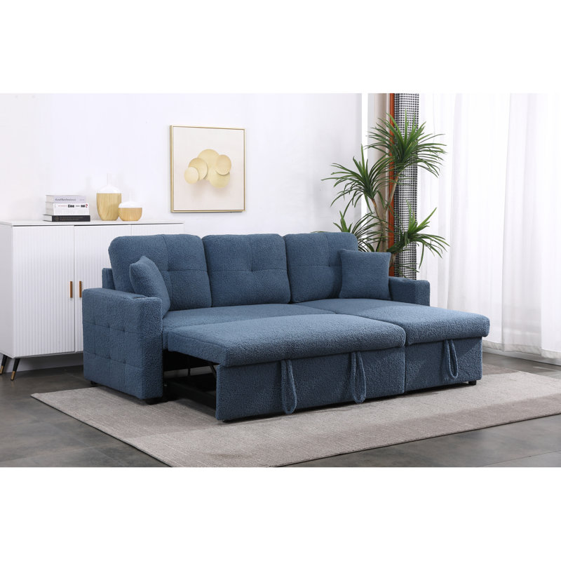 Canapé-lit modulaire avec méridienne avec rangement Lambswool, Vert