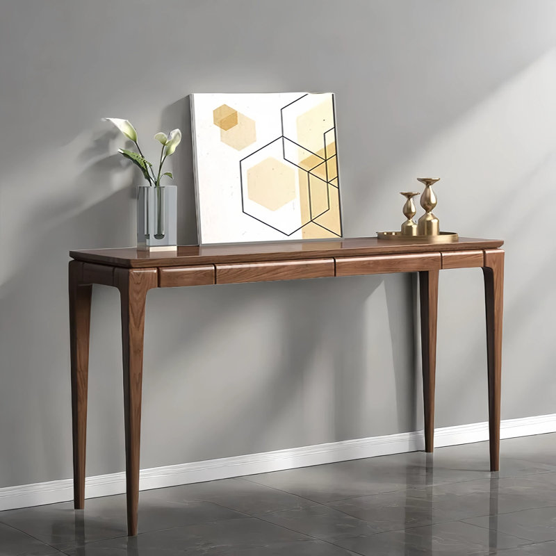 Black Walnut Solid Wood Entryway Console, 33.5" H x 62.2" W x 13.8" D
