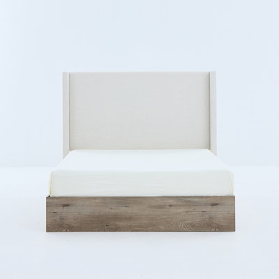 Upholstered Queen Bed Frame, 54" Headboard, Modern Rustic Look, Textured Chenille, Metal Structure, Fast Setup Bed, High Style, Base, Assembly