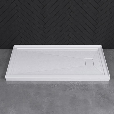 Shower Bases & Pans 72" W x 36" D Single Threshold Shower Pan Base in White with Drain Assembly & Drain Cover Included, Non-Slip