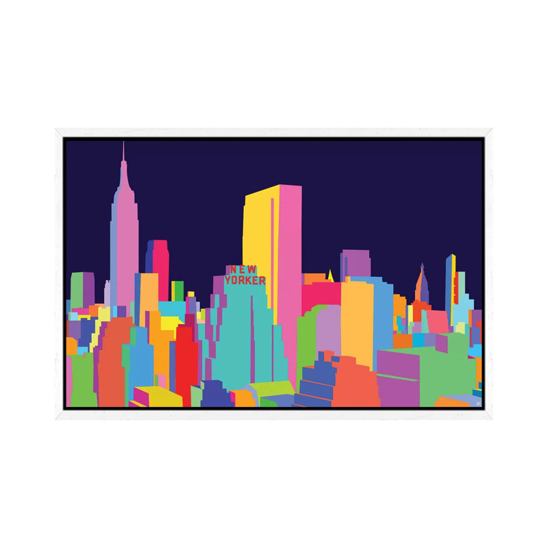 New Yorker And Empire State Building by Yoni Alter - Gallery-Wrapped Canvas Giclée on Canvas, White Floater Framed