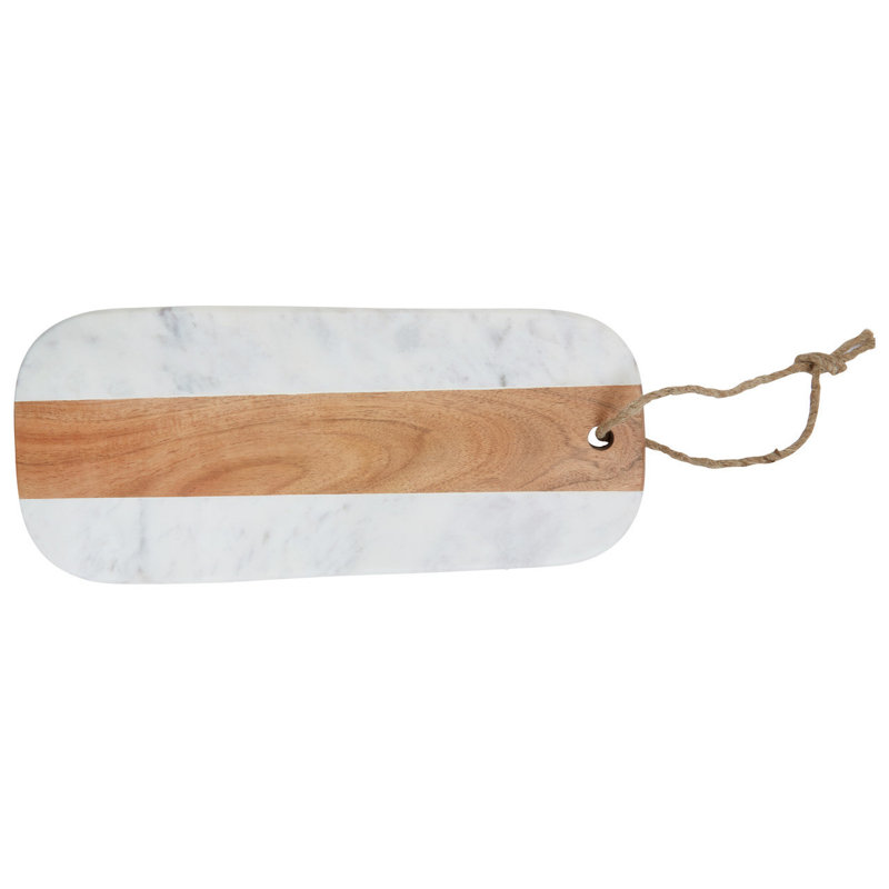 Oblong White Marble And Acacia Board