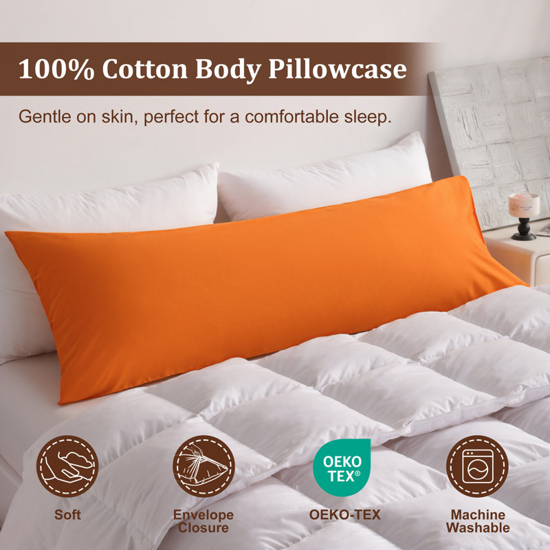 Housse de coussin 100% coton doux et respirant, housse pour coussin de fermeture à enveloppe, 20 po x 54 po, paquet de 1