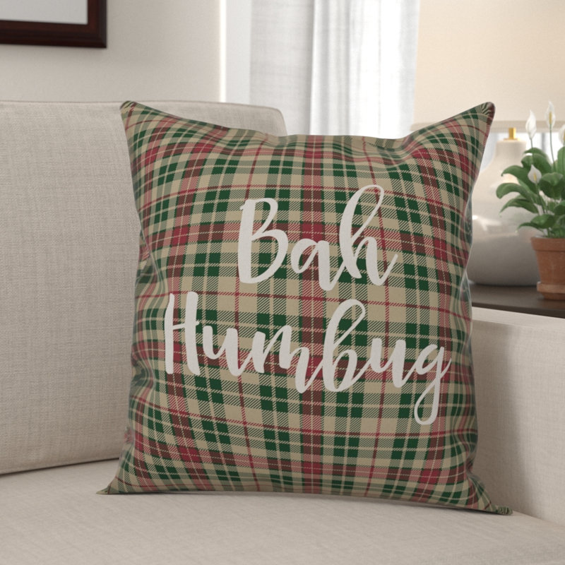  Bah Humbug en tissu écossais tartan, Coussin décoratif