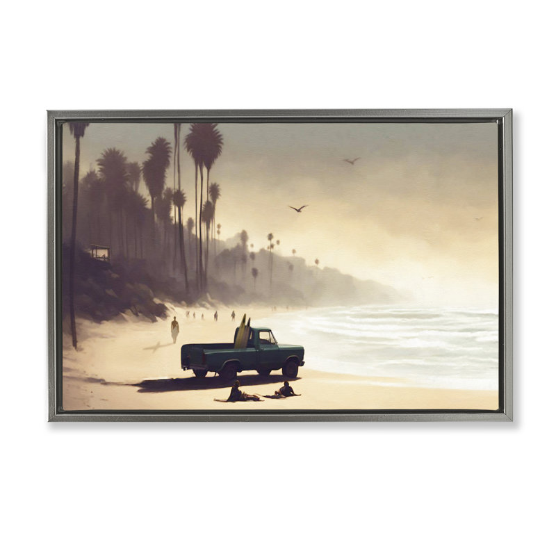  Toile flottante encadrée «Dreamy Beach Tropical View» par Noah Bay, H 17 po x l 25 po, Cadre flottant gris lustré