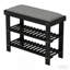 Banc de rangement confortable pour chaussures en bambou avec coussin en lin pour le vestibule