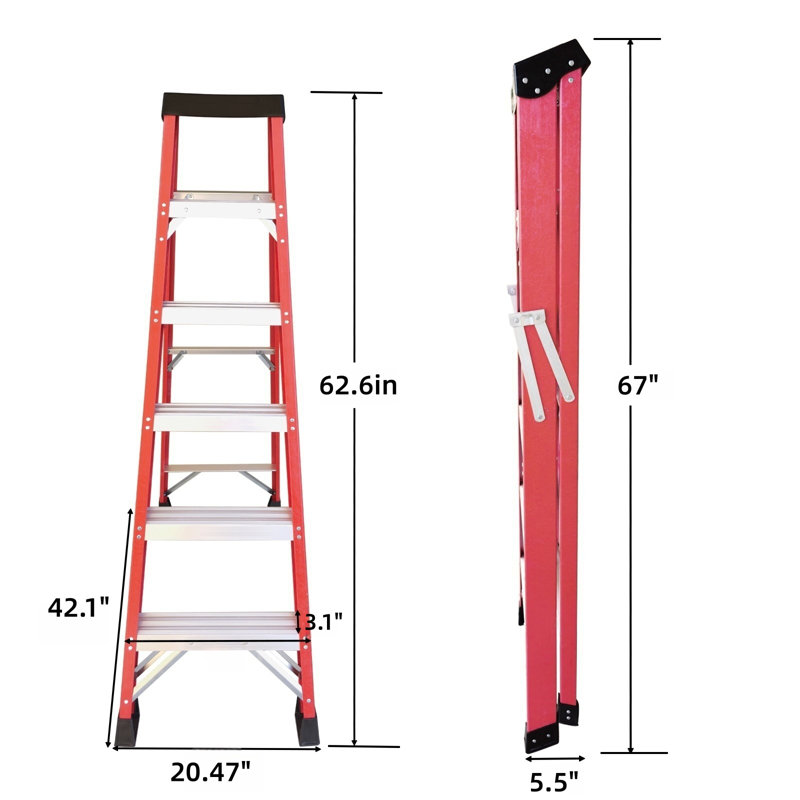 Échelle en fibre de verre, échelle à un côté, pour l'isolation de la structure de l'échelle électrique, rouge
