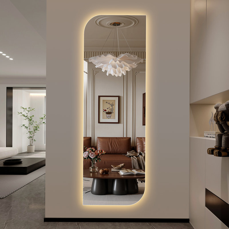 Miroir mural à DEL pleine longueur de forme irrégulière pour vestibule, chambre à coucher, salon
