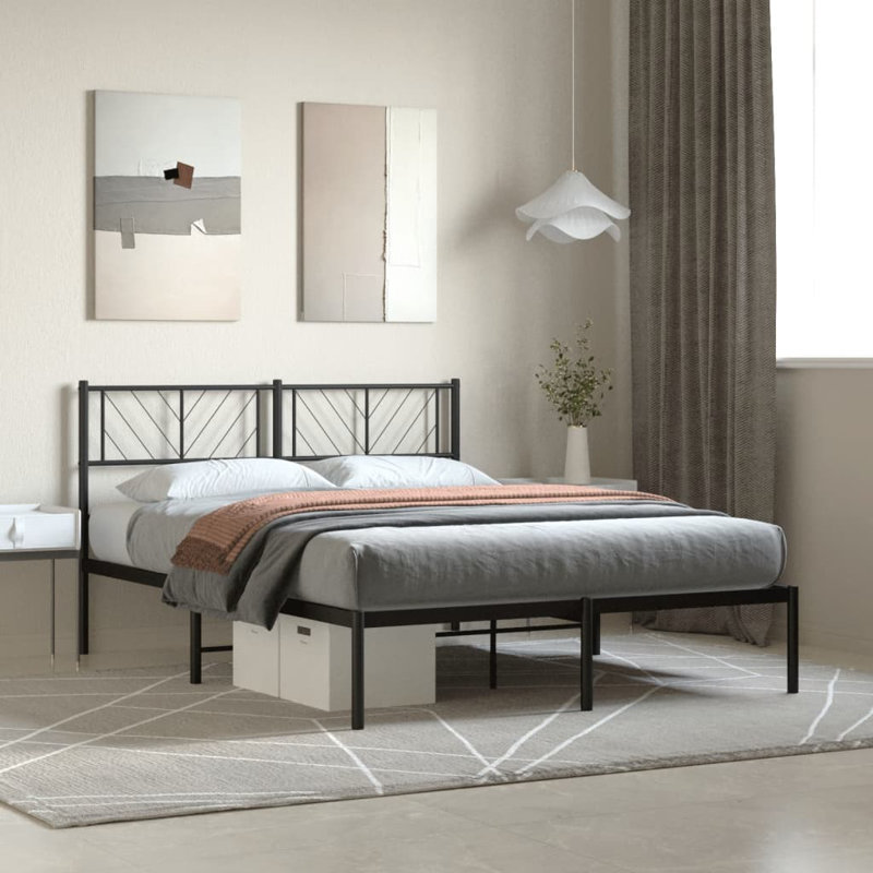 Nelvie Metal Bed, Black, European Double (140 x 200 cm)