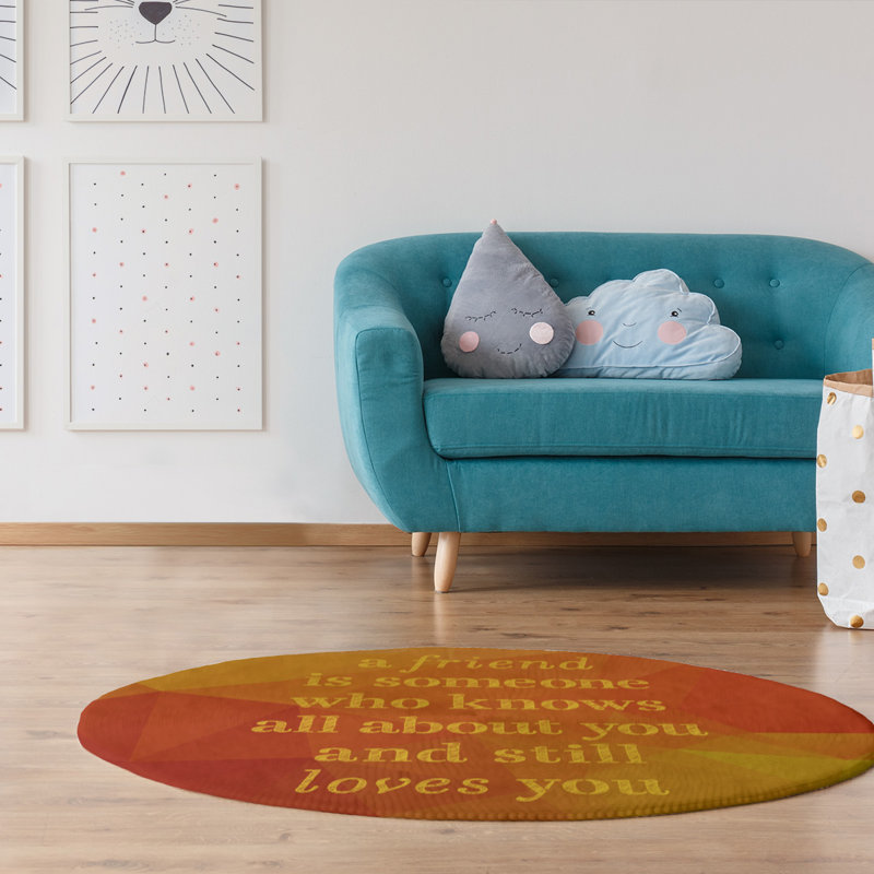 Tapis en poly-chenille en poly-gemme love, Rond 5 pi