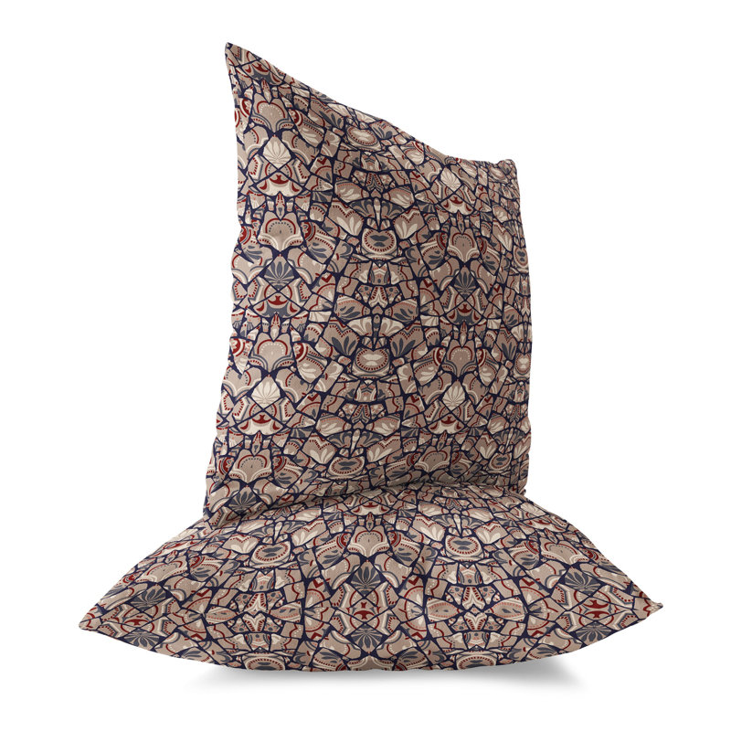 Coussin Wildflower Lagoon, H 20 po x l 20 po, Gris / orange / multicolore