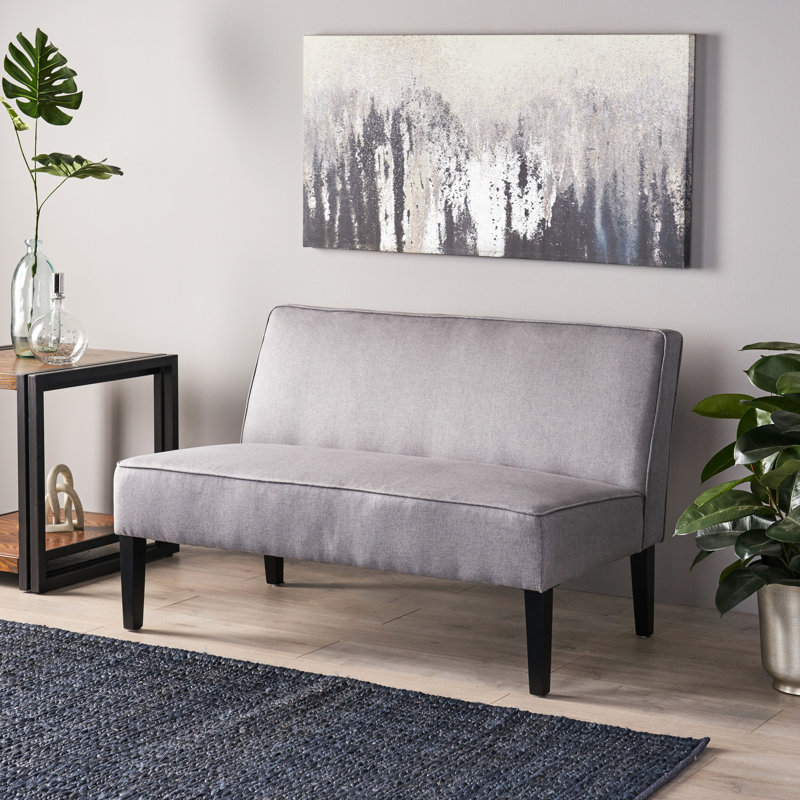 Tissu gris de 50 po revêtu de tissu gris, structure en bois massif durable, lin doux et style élégant pour votre espace de design contemporain