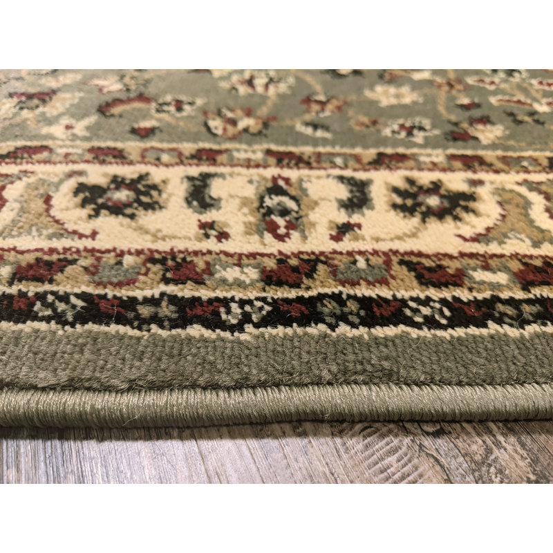 Tapis d'intérieur traditionnel vert sauge Safira, Rectangle 9 pi 10 po x 12 pi 10 po