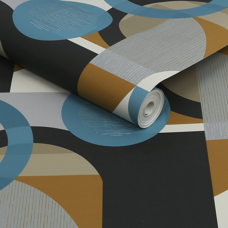 Geometric Wallpaper Double Roll, Blue