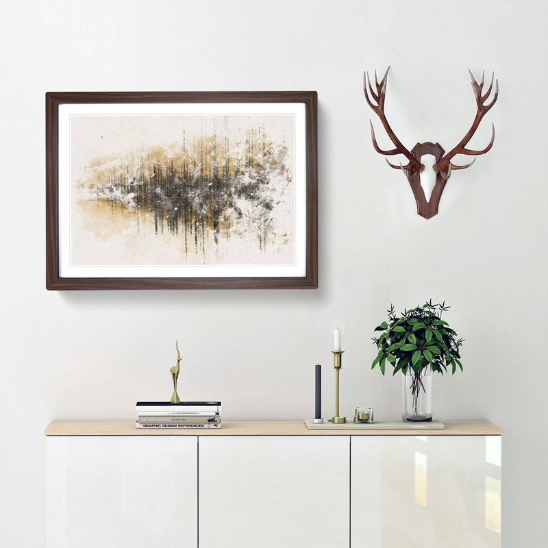 Winter in Cuejdel Lake in Romania - Picture Frame Graphic Art Print, 33cm H x 45cm W x 2cm D, Walnut
