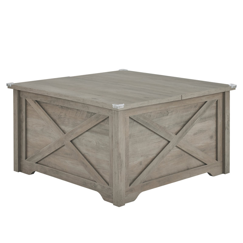 Table basse à plateau relevable en brun et blanc, Gris, Gris
