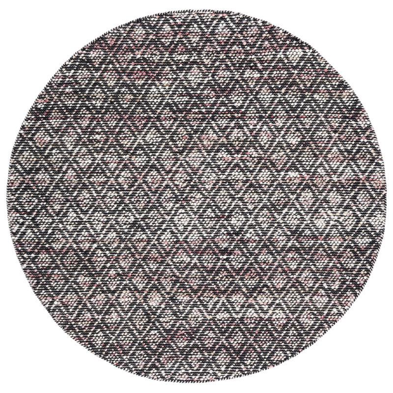 Natura Hand Woven Wool/Cotton Geometric Rug in Ivory/Red/Black, Round 6'