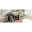 Lit mezzanine simple gris avec escalier de rangement polyvalent et fenêtre - Fabrication en bois pour la chambre à coucher-787645712