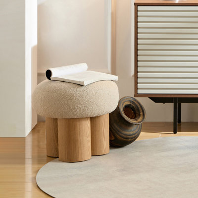 Teddy Fabric Mushroom Stool Ottoman