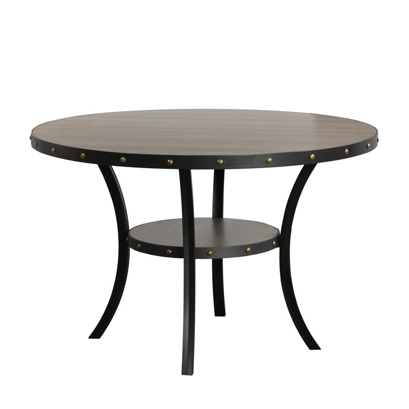 Durst Round Metal Base Dining Table, Standard Height (30" Height), Gray