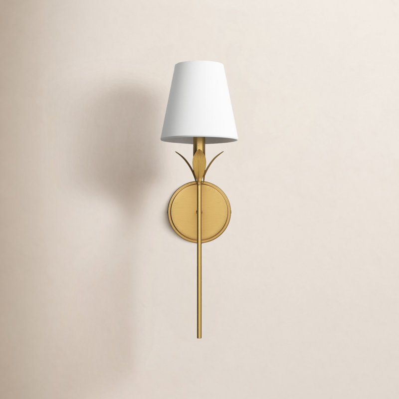 Margo 1-Light Dimmable Wrought Iron Wallchiere with Silk Shade , Antique Gold