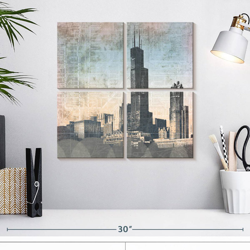 Lilie Chicago Skyline I, H 18 po x l 18 po