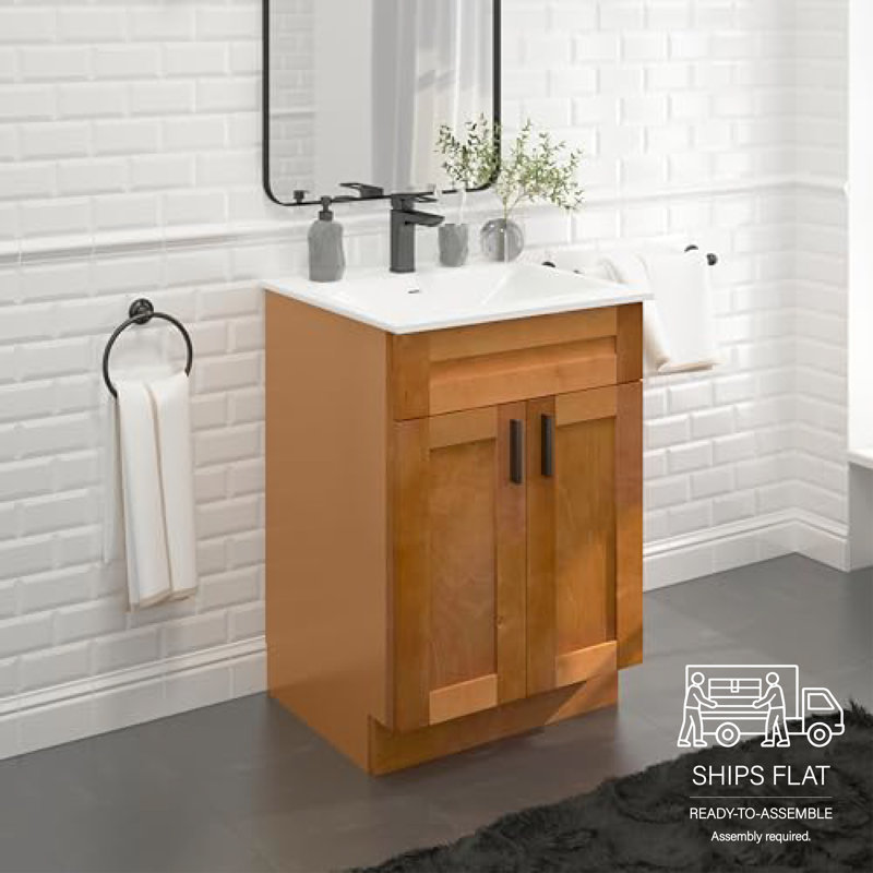 Base de meuble-lavabo simple 24 po en érable Shaker