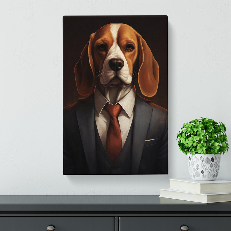 Beagle in a Suit Painting No.2 - Wrapped Canvas, 60cm H x 40cm W x 3cm D