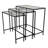 Pix Nesting Plant Stand Table Set Of 3, Black Metal, Rectangular Glass