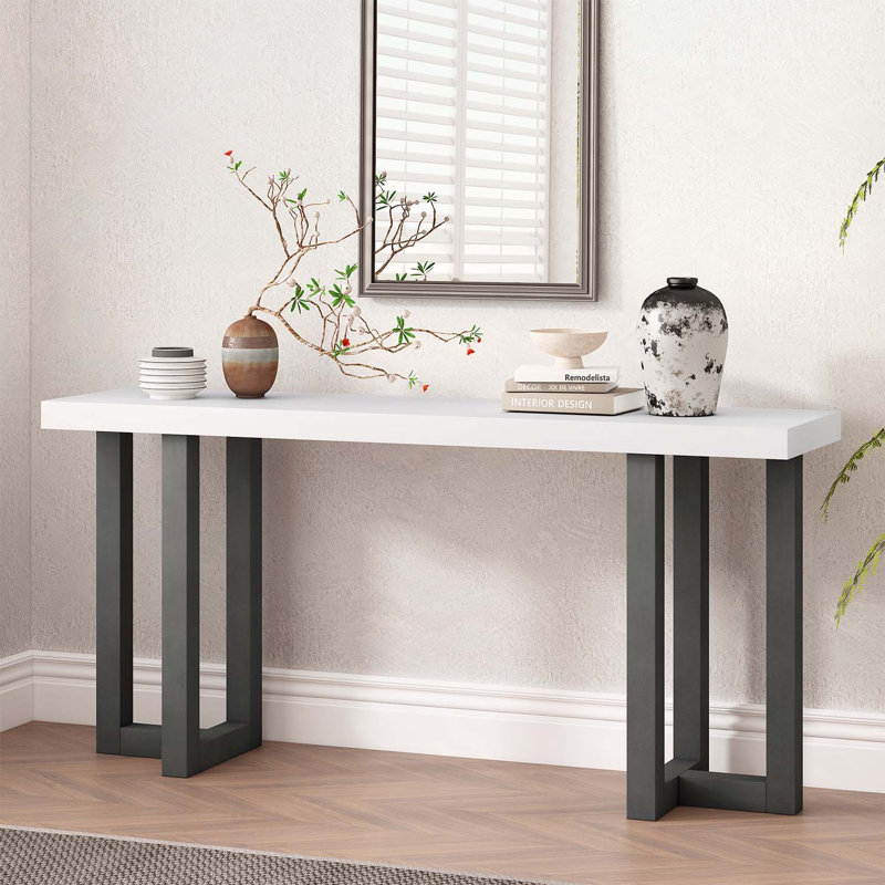 Console géométrique exceptionnelle avec une fabrication robuste pour diverses pièces, Blanc, Gris