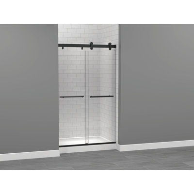 Exploria 41'' - 44'' W x 74.5'' H Frameless Shower Door with Clear Glass