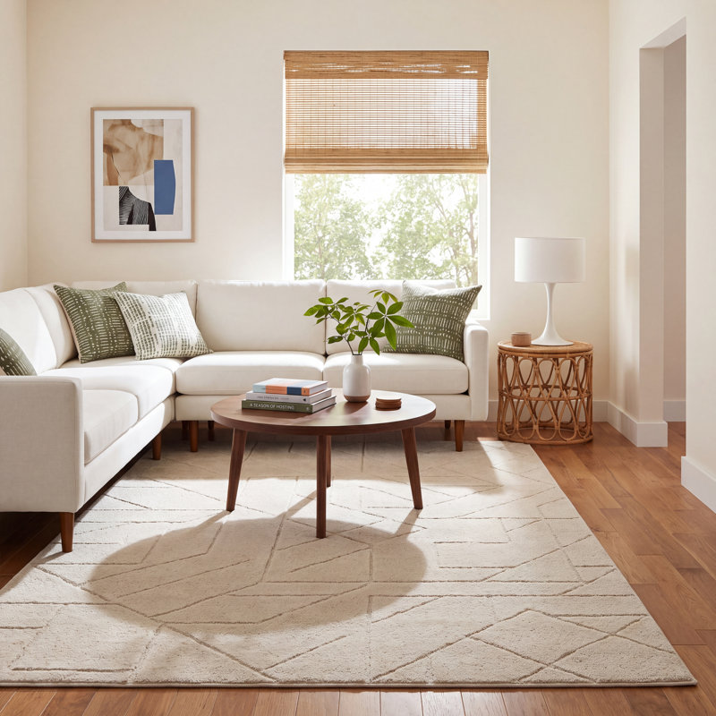 Orenthal Hand Tufted Wool Relief Rug, Rectangle 8' x 10'