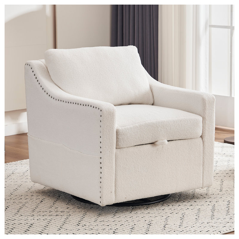 Fauteuil d'appoint pivotant à 360 ° Teddy, Ivory