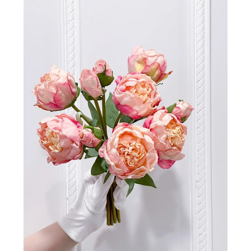 Peony Stems Silk Dried Peonies Everlasting Bouquet