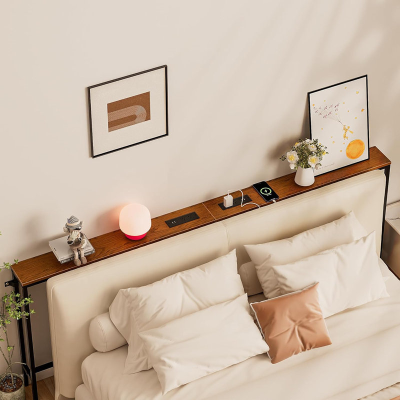 Pre-Assembled Narrow Console Sofa Table With Power Outlets, Built-In Charging Station, And Extension Cord For Living Room, Entryway
