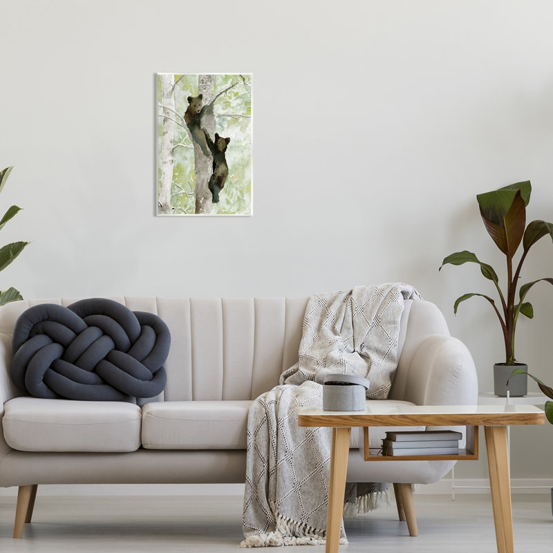 Bear Cubs Climbing Tree Nature - impression, H 19 po x l 13 po x P 0,5 po, Bois