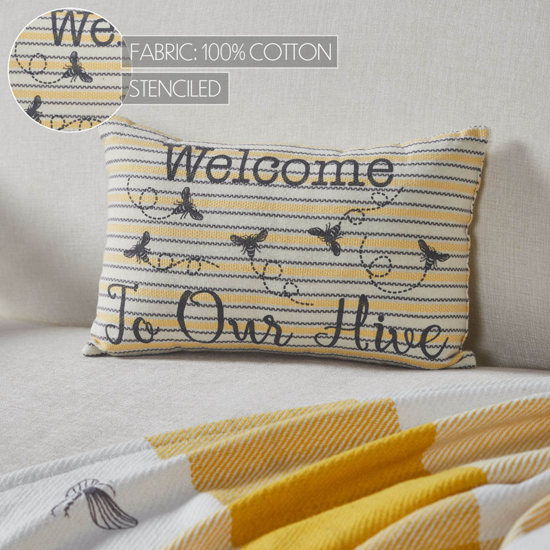 Vintage Yellow and White Cotton Striped Throw Pillow
