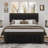 Bed Frame with 50" Tall Headboard and Footboard, Chenille Upholstered Platform Bed, Vertical Channel Tufting with Nailhead Trim-1348938664-1350042727