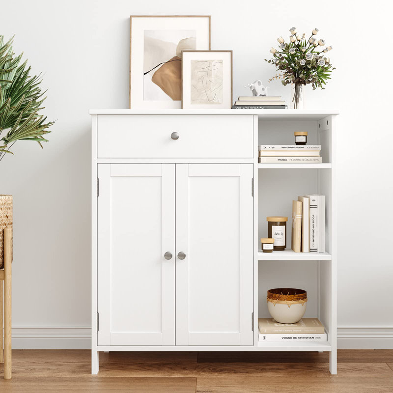 Armoire de salle de bain autoportante, Blanc